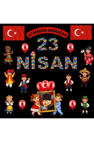 23 Nisan Ulusal Egemenlik Ve Çocuk Bayramı Pano Süsü Okul Ve Sınıf Panosu Figür Seti 7
