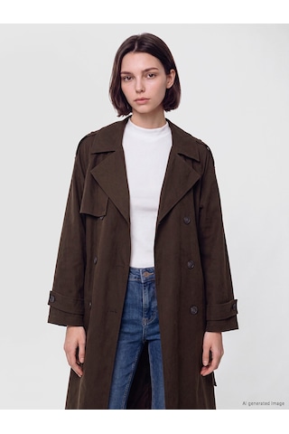Lcw Modest Kahverengi Kuşaklı Kadın Gabardin Trençkot