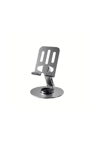 360 Döner Başlıklı Ve Görüş Açısı Ayarlanabilir Metal Telefon Standı Gri Al5341 Gri