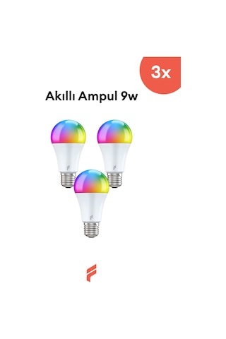 Fonri Akıllı Ampul 3'lü Set 9W Titreşimsiz 16.7 Milyon Renk, Sesli Kontrol, Wifi Kontrol, Garantili