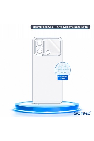 Schitec Xiaomi Poco C55 Uyumlu Arka Yüzey Hidrojel Koruyucu Film 92159155