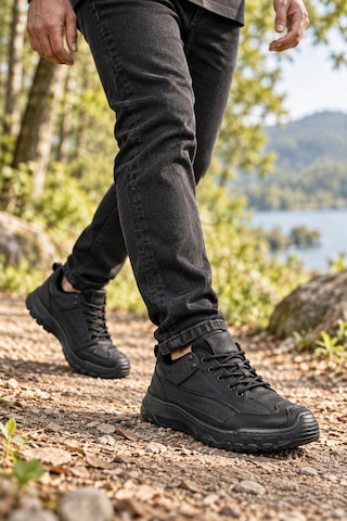 In Step Suara Erkek Siyah Deri Outdoor Trekking Ayakkabı Dayanıklı Ve Konforlu Günlük Ayakkabı