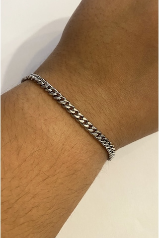 Erkek 3 Mm İnce Çelik Bileklik Gümüş