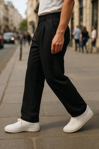 Cedy Denim Yüksek Kalite Erkek Yüksek Bel Pileli Baggy Chino Pantolon C358 Siyah