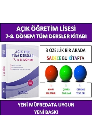 Açık Lise 7. ve 8. Dönem Tüm Dersler Yardımcı Kitabı 2022 Baskı