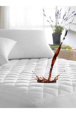 Alla Turca Kapitoneli Sıvı Geçirmez Alez Komple Lastikli 180x200 Beyaz