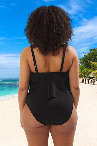 Ersefa Konforlu Plus Size Mayo Tasarım Büyük Beden Yüksek Konfor Özgüven Siyah