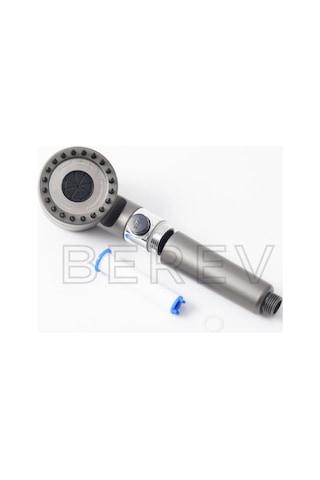 3 Fonksiyonlu Start Stop Tuşlu Filtreli Basınçlı Masaj Etkili Duş Başlığı Krom Hortum Ve Mafsal Set Siyah - Krom