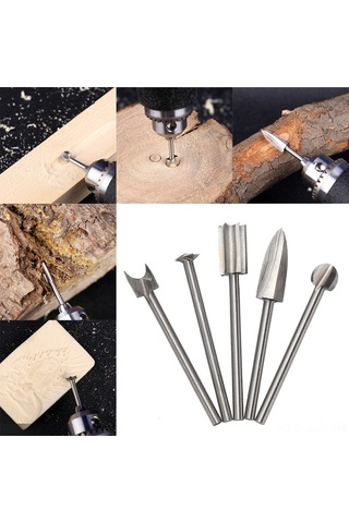 Geeroyoo 5'li Elektrikli Ahşap Oymacılık Ucu Seti - Hss Malzeme 3x8 Boyutlu Freze Uçları