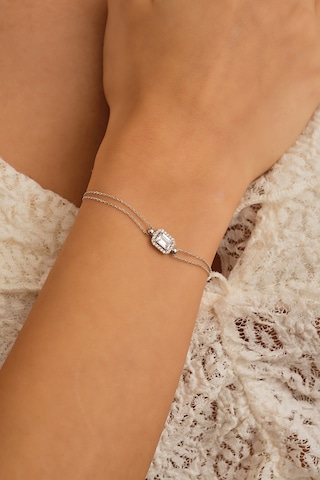 Sefa Gold 14 Ayar Beyaz Altın Baget Taşlı Bileklik Sarı - Beyaz Altın