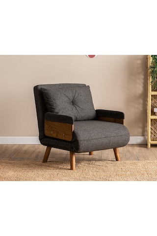 Pafu Cosmo Tekli Katlanır Yataklı Koltuk - Keten Koyu Gri Koyu Gri