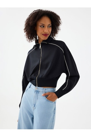 LOFT Long Crop Kadın Sweatshirt Lf2038446 Q1.v1 Siyah
