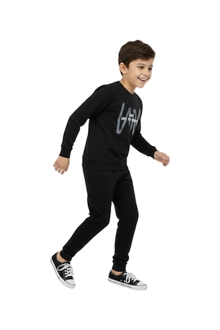 Baglan Erkek Çocuk Önü Arkası Baskılı Sweatshirt Bgl-st05242 Siyah