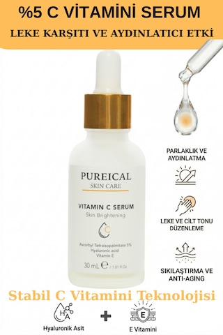 Pureical C Vitamini Serum %5, Aydınlatıcı, Leke Karşıtı Ve Anti-aging Bakım 30 Ml