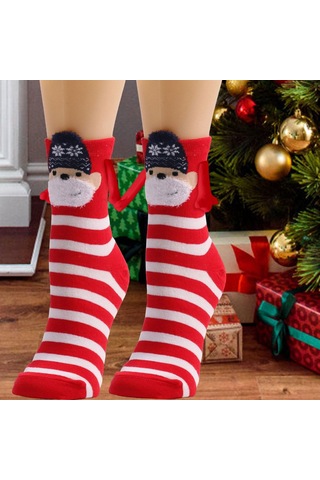 Homyl 1 Çift El Ele Çorap Hediye Rahat Orta Tüp Sevimli Kırmızı
