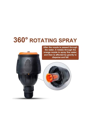 Besthome1 4 Adet Püskürtme Fıskiyesi, 360 Derece Otomatik Bahçe Sulama Sistemi Sarı