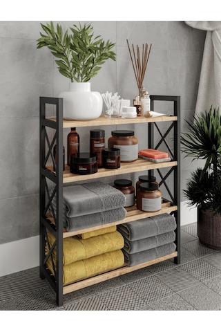 Dekoratif Banyo Rafı Havluluk Peçetelik 4 Katlı Organıser Çok Amaçlı Çok Renkli