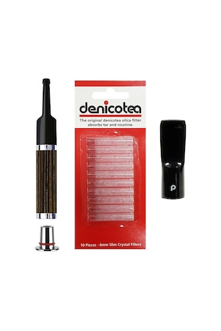 Denicotea 25006 Karbon Filtreli 6-9Mm Lüks Slim Sig.Ağızlığı Ahşa