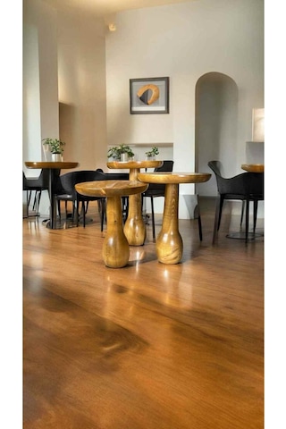 Simillo Ahşap Mantar Sehpa 3 Lü Set Koyu Ceviz Renkli Masif Doğal Zigon Ve Fisko Kod:265925149150 Koyu Ceviz