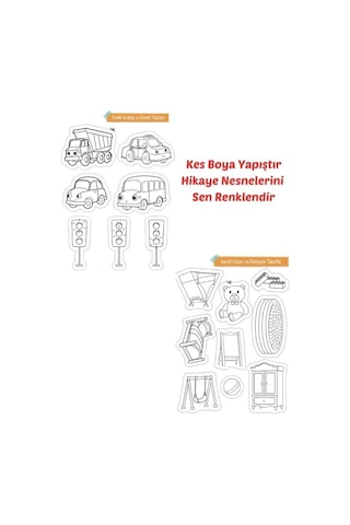 Kes Boya Yapıştır Hikayeyi Sen Renklendir- Tuk - Kes Yapıştır Etkinlik Kitabı