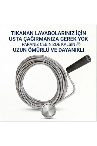 Kl Home Gider Açma Kiti - 3 Metre Metal Lavabo Açma Teli Ve Beybi Temizlik Eldiveni Açık Gri