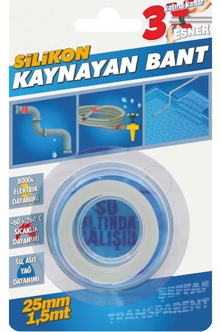 Silikon Kaynayan Çok amaçlı Bant Boru patlak ve Tamir Bandı Şeffaf 25mmx1,5Mt