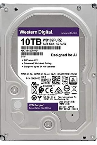 Wd 10tb Purple Wd102purz 7200 Rpm 256mb Cache Sata 6.0gb-s 3.5" Harddisk-57247