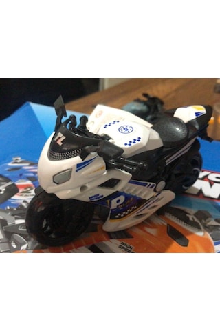 Oyuncak Sürtmeli Polis Motorsikleti 15 Cm Beyaz Model Motorsiklet