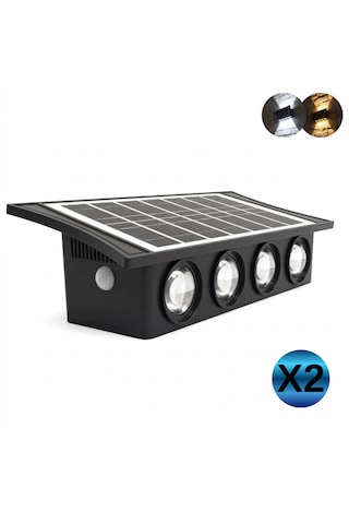 Panther Solar 8 Ledli Çift Yönlü Dekoratif Duvar Apliği Çift Renkli 2 Adet