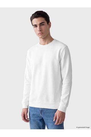 Lcwaıkıkı Classic Beyaz Bisiklet Yaka Erkek Sweatshirt