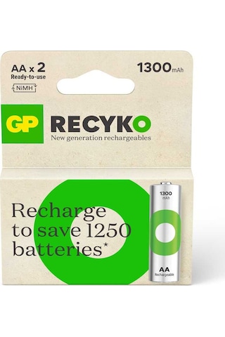 Gp Recyko 2li 1300 Mah Şarjlı Aa Kalem Pil
