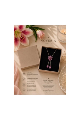 Bloom Collection Pembe Çiçekli Kolye Pembe Pembe