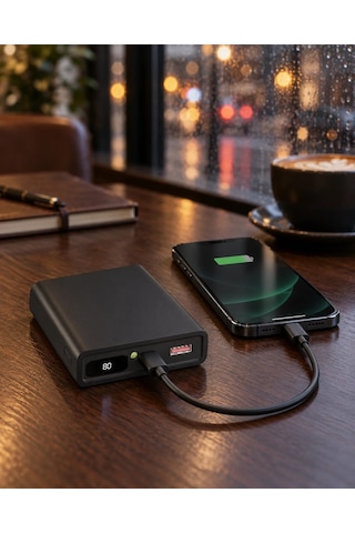 ENERX Enr-p10188dc 10000 Mah 2.1 Amper Dijital Göstergeli Powerbank Siyah