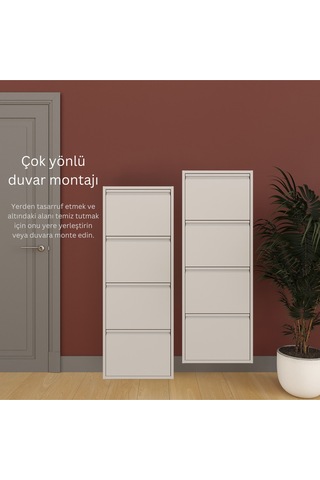 Kapaklı Metal Ayakkabılık, 3 Ve 4 Kapaklı, Aksesuarlı Çeşitli Gri-ayakkabılık