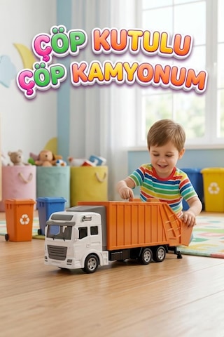 19 Cm Çek-bıraklı Çöp Boşaltma Haznesi Açılan Çöp Kutulu Çöp Kamyonu Oyuncak Araba Turuncu