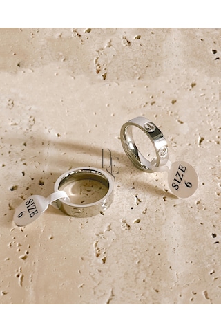 Silver Vida Taşlı Kalın Yüzük Size 6 Çok Renkli