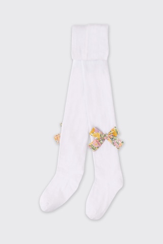 Made With Liberty Fabric Liberty Kumaş Kurdela Detaylı Koton Kız Çocuk Külotlu Çorap 5612gk11002 Beyaz