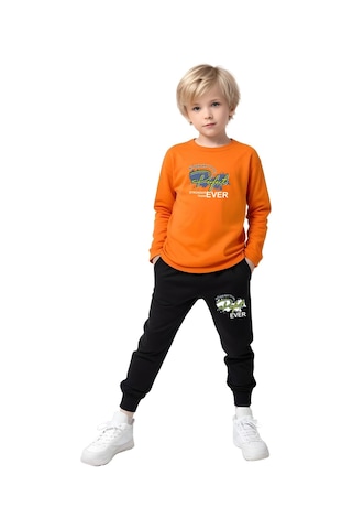 2li Erkek Çocuk Baskılı Sıfır Yaka Mevslimlik Alt-üst Takım Turuncu - Lacivert