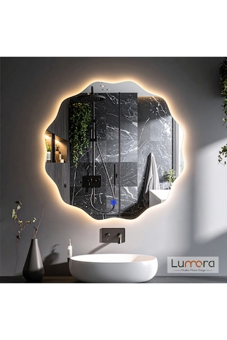 Cirelia Günışığı Lazer Kumlamalı Lavabo & Banyo Aynası Dokunmatik Sensörlü 80 X 80