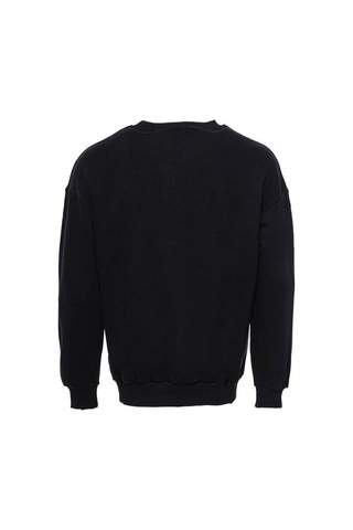Wessi Siyah Desensiz Bisiklet Yaka Sweatshirt Siyah