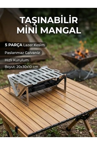V5.1 Lynx Mini Mangal Portatif Katlanır Kamp Ocağı 30x20x10 Cm, Çantalı, Katlanır Tasarım, Kamp İçin Çok Renkli