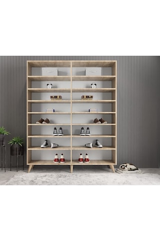 Duke 4 Kapaklı Ayakkabılık Meşe Beyaz 180 Cm M2