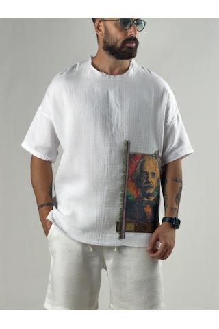 Cocopelli Portre Buldan Bej Erkek T-shirt Coc3265