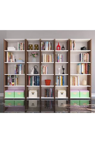 Nurmobilya Nur Mobilya Linda 5'Li Arkalıklı Kitaplık 3 Renk