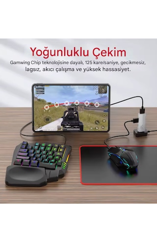 Pubg Mobil Oyun Kiti 5in1 Bt5.3 Klavye Mouse Dönüştürücü Seti Pug