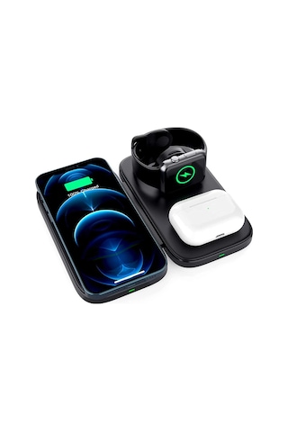 Ally W66 15w 3 İn1 Android + Apple iPhone Uyumlu Taşınabilir Mini Kablosuz Hızlı Şarj Standı- 5775