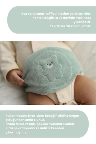 Mint Yeşili Doğal Kiraz Çekirdeği Dolgulu Bebek Kemeri Kiraz Çekirdekli Bebek Bel Kemeri