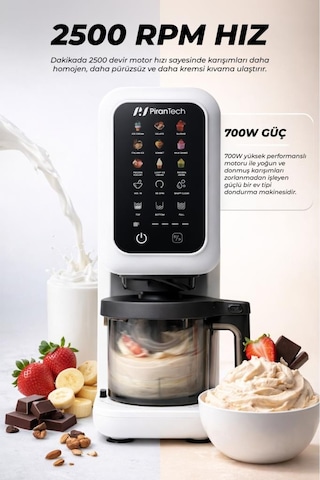 Pirantech Dm-26 700w Dondurma Makinesi Jelato, Sorbe, Milkshake Yapma Makinesi