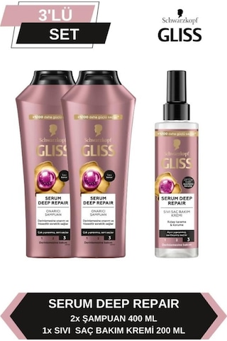 Gliss Serum Deep Repair Şampuan 2 x 400 ML + Sıvı Saç Kremi 200 ML
