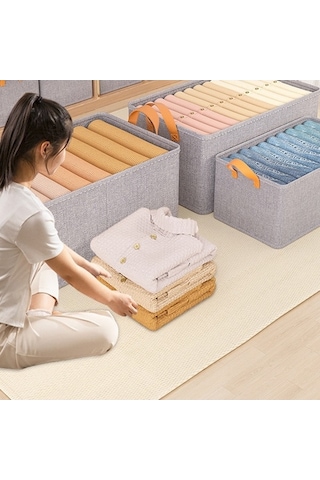 Dancemonkey X Saklama Pp Organizatör Kutusu Katlanır Dolap Cbtx Bez Bej 50x35x32cm - Tb 140l